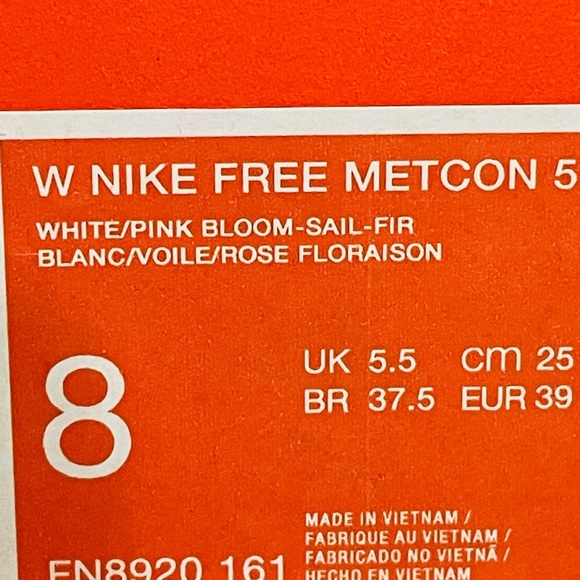 New Women's Nike Free Mercon 5 White Pink Bloom athletic shoes. - Picture 8 of 10